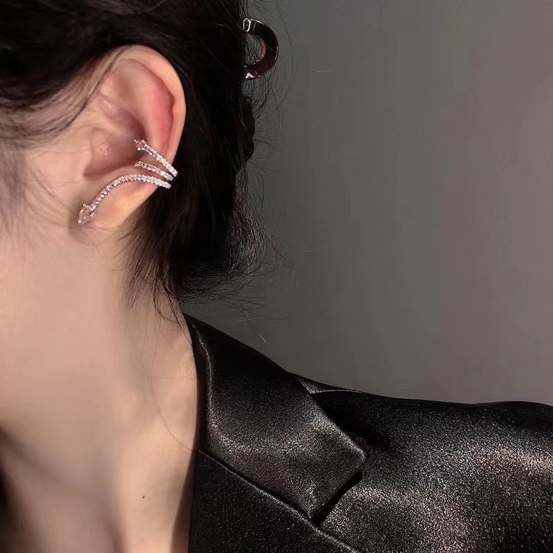 Niche Light Luxury Creative Design Sense Multi-Level Ear Hanging Ear Bone Clip Ear Needle One Animal Cold Wind Snake Earrings details Picture