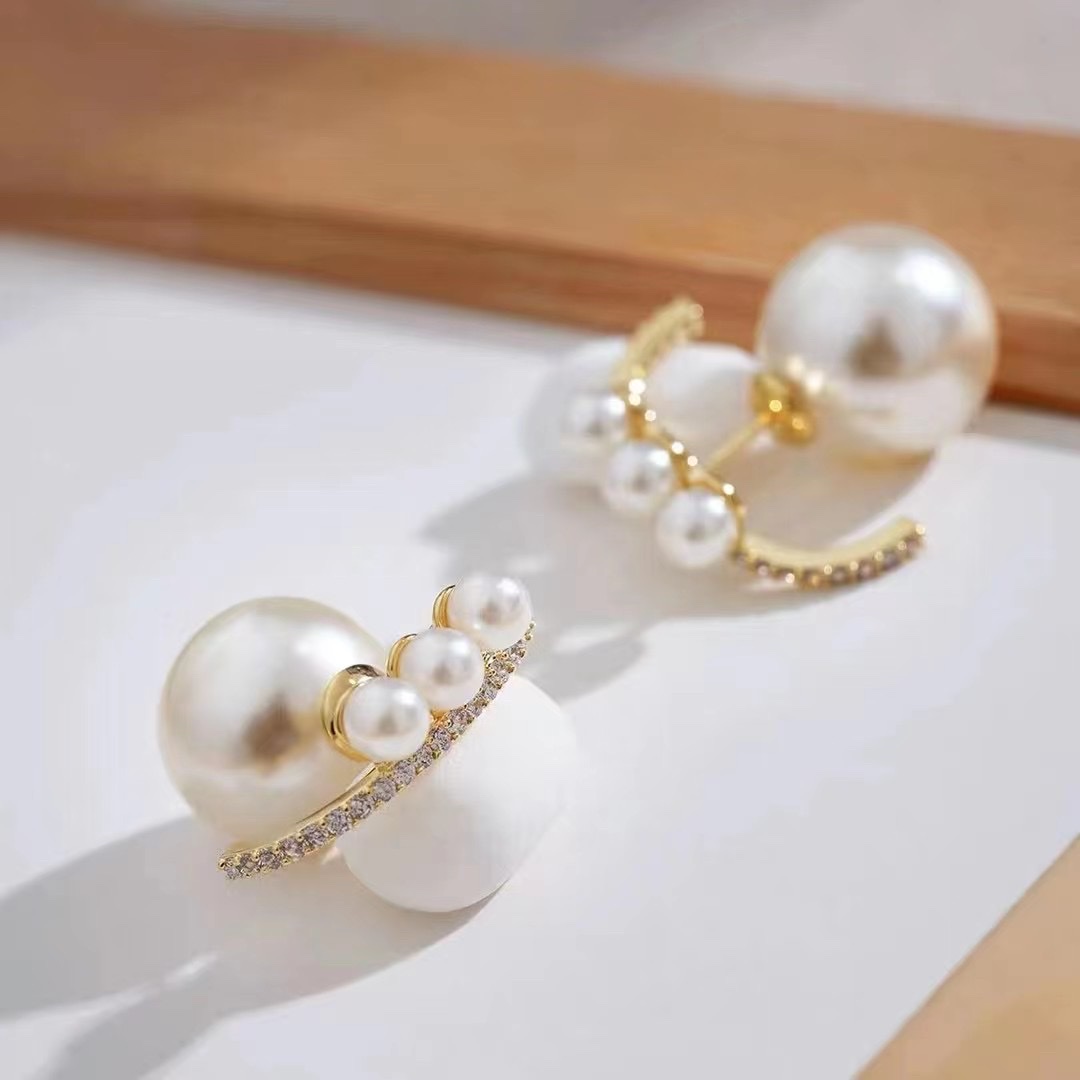 Front And Back Pearl Stud Earrings Hipster Personality Earrings 2021 New Temperament Earrings