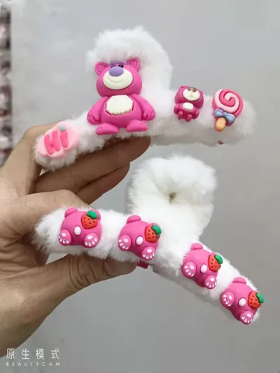 Net Red 2022 New Hair Clip Cartoon Mouth Clip Ins Small Fragrance Edge Clip Bangs Clip Sen Leather Loop Hairpin Series 102 Rainbow Village