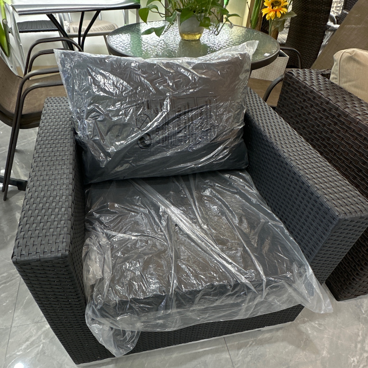 JHA-6025 (PE Woven rattan Casual Black single Sofa Seat) details Picture