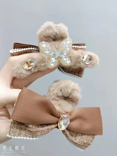 Net Red 2022 New Hair Clip Cartoon Mouth Clip Ins Small Fragrance Edge Clip Bangs Clip Sen Leather Hair Clip Series 105 Rainbow