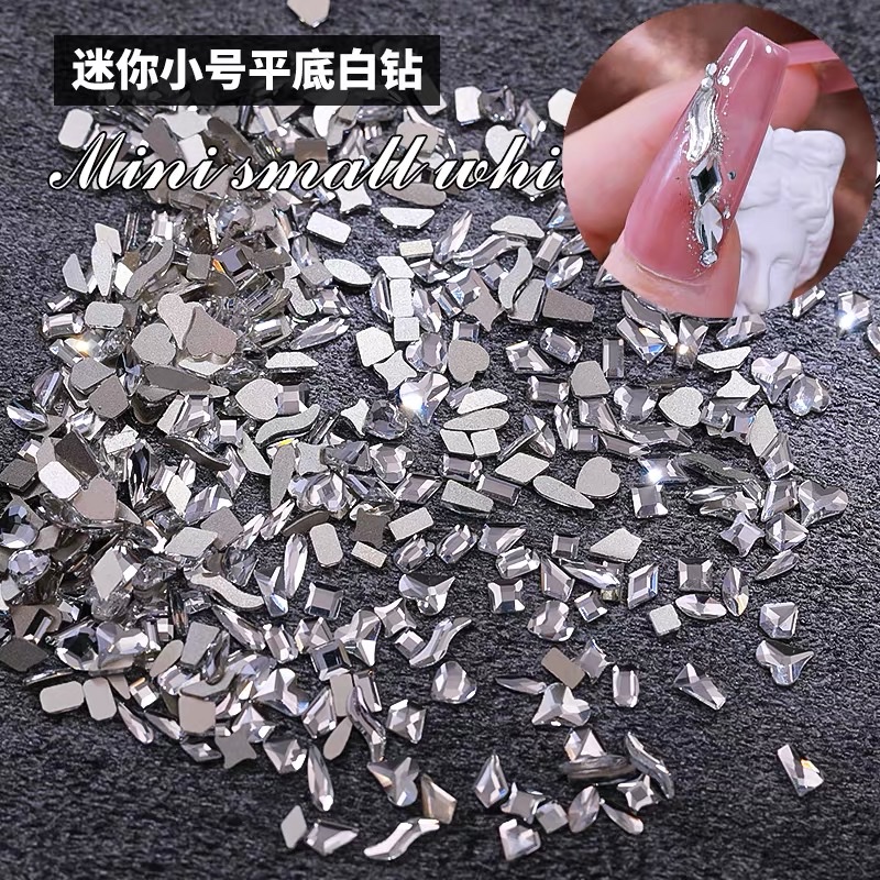 Wingenie Mini Small Size White Flat Bottom Shaped Diamond Nail Jewelry Explosive Flash Diamond Specification drawing