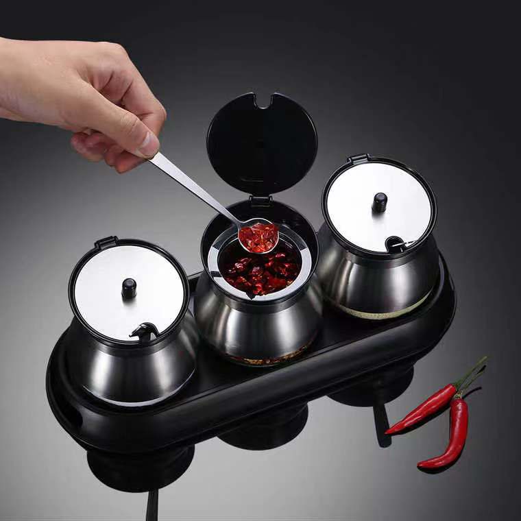 Stainless steel seasoning box Seasoning jar Glass seasoning jar Salt box Seasoning box