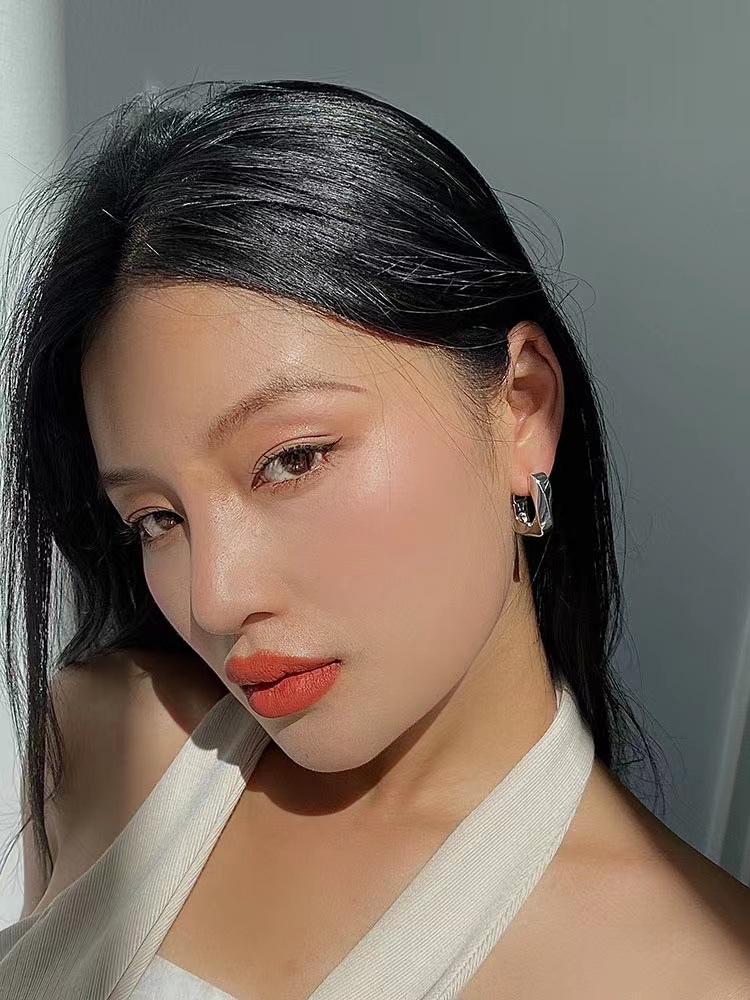 French Geometric Metal Earrings Female Niche Design New Style Earrings Buckle Temperament Celebrity Earrings Simple Cold Wind Earrings details Picture