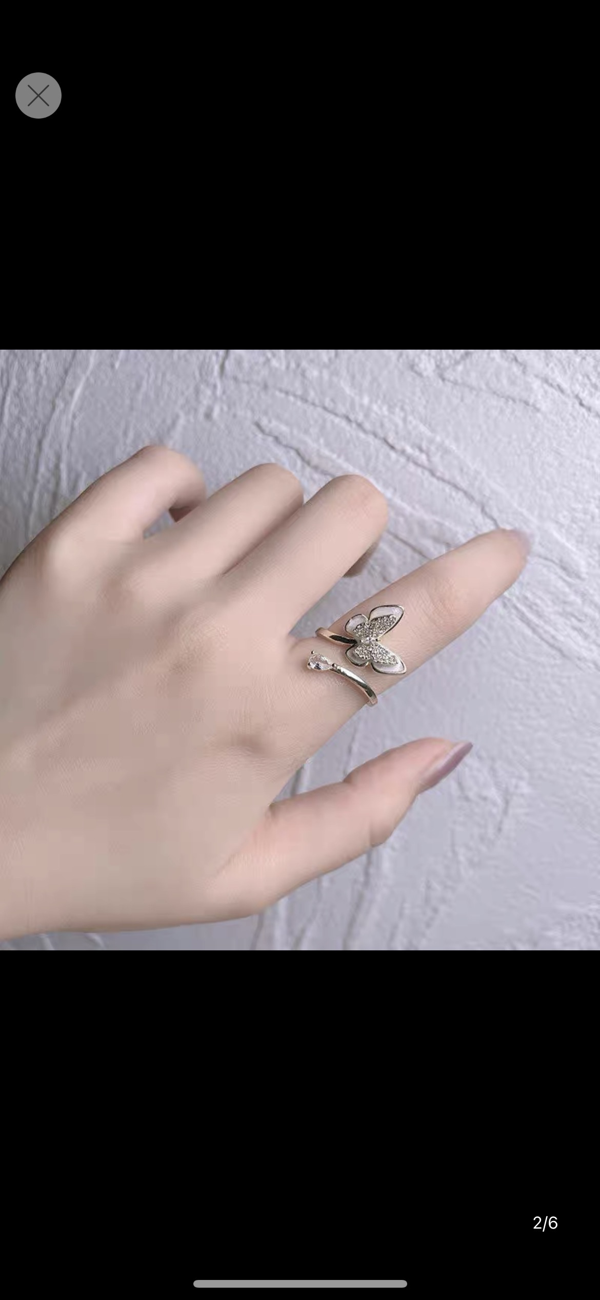 Shell butterfly ring for women