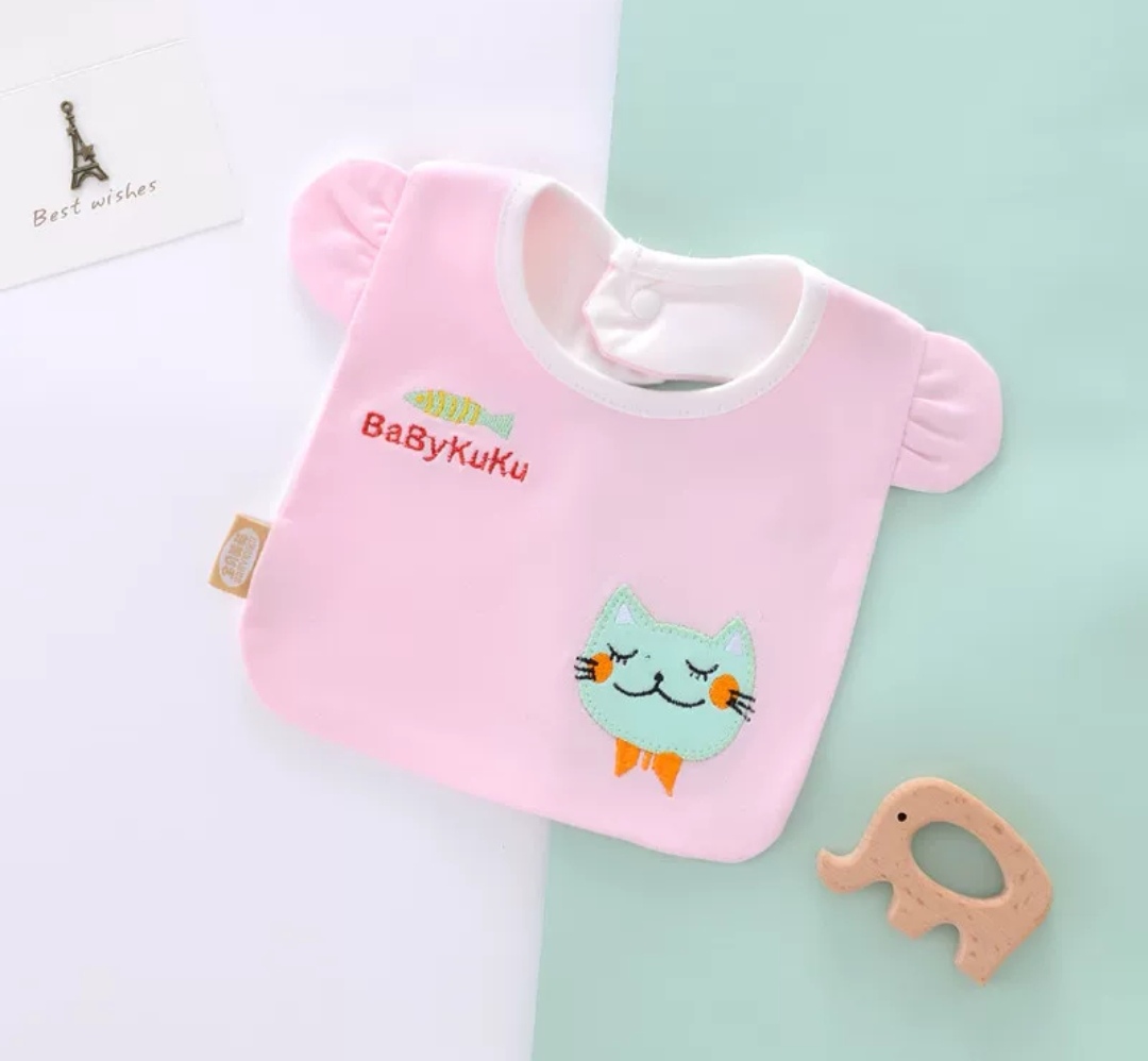 Baby Saliva Towel Pure Cotton Baby Bib Embroidered Floral Baby Waterproof Puke Bib details Picture