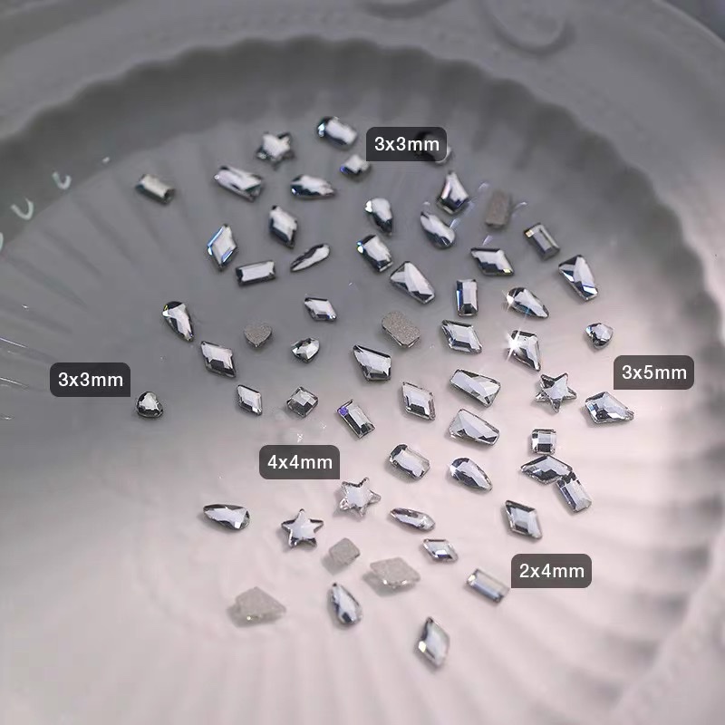 Wingenie Mini Small Size White Flat Bottom Shaped Diamond Nail Jewelry Explosive Flash Diamond