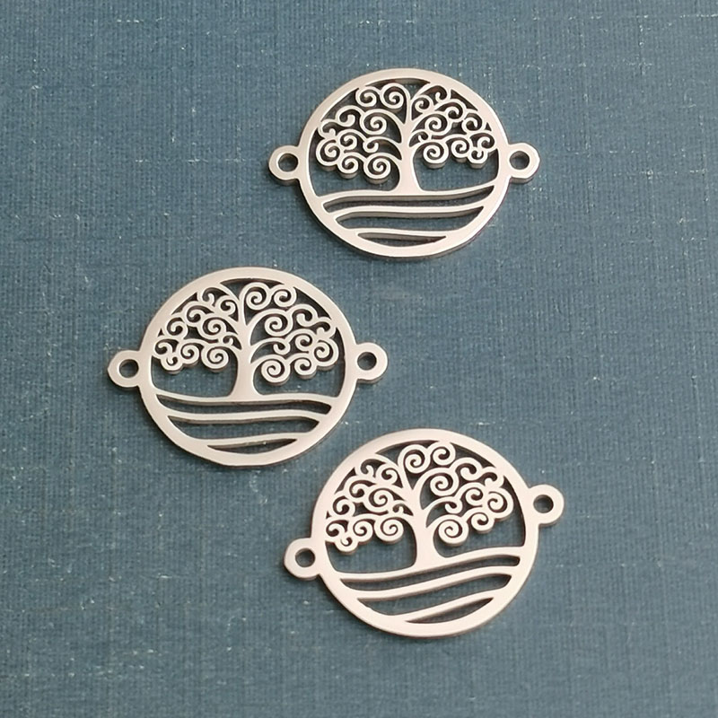 Tree of Life Titanium steel stainless steel jewelry accessories Double-sided polished laser diy small jewelry slice pendant