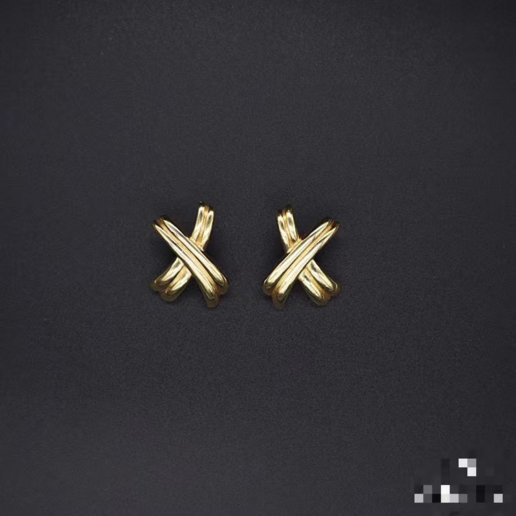 Medieval Fashion Style Stud Earrings Popular Gold Abstract Label Hundred Brooch Stud Earrings Antivier