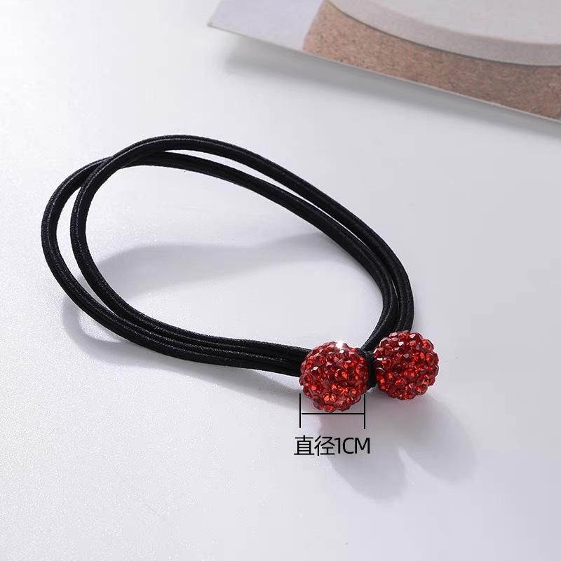 New Rhinestone Ball Head Rope Knotted Rubber Band Hair Rope South Korea Small Fresh Simple Ponytail Hair Accessories Tie Hair Circle String