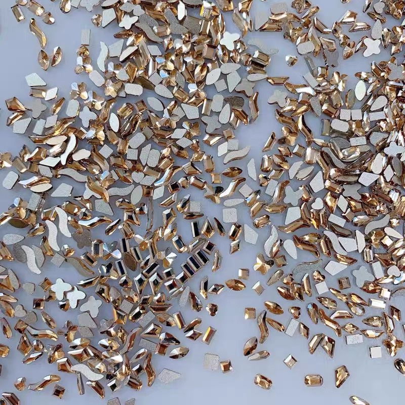 Winsprite Mini Small Size Champagne Flat Shaped Diamond Nail Art Jewelry Flash Diamond details Picture