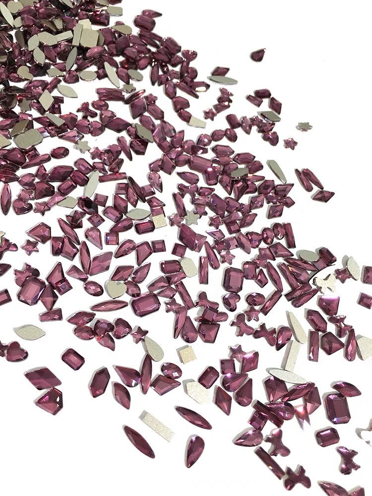 Medium purple flat bottom shaped diamond nail jewelry Explosive Flash diamond fingertip jewelry nail drill