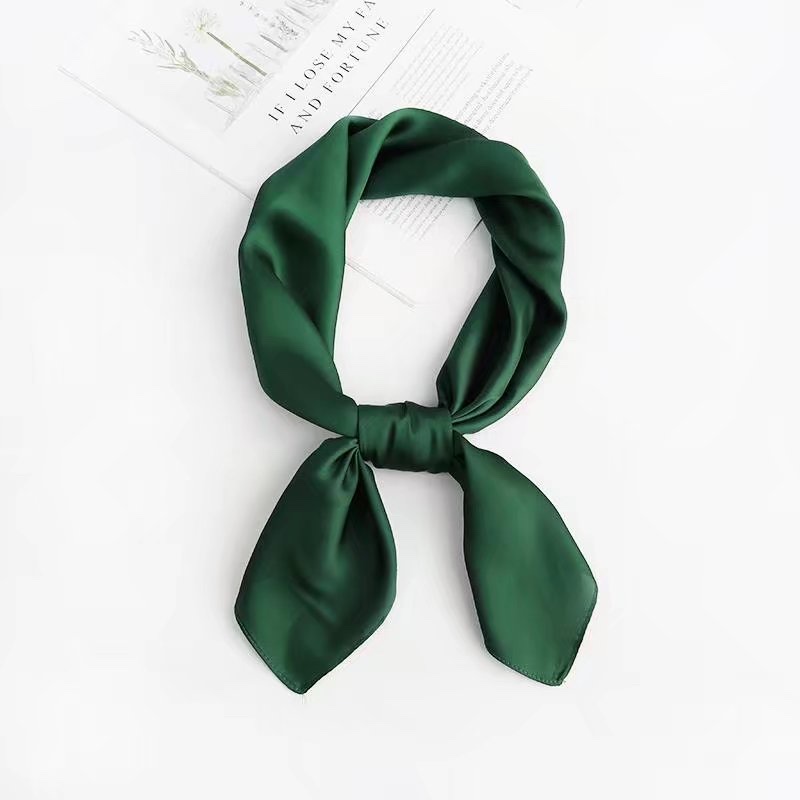 Solid Color Small Square Scarf Silk Scarf Female Summer Thin Scarf Spring And Autumn All Korean Version Temperament Simple With Shirt Bag Application Scenario