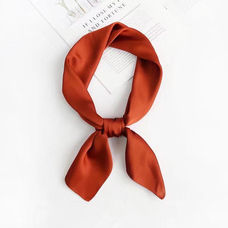 Solid Color Small Square Scarf Silk Scarf Female Summer Thin Scarf Spring And Autumn All Korean Version Temperament Simple With Shirt Bag Specification drawing