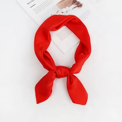 Solid Color Small Square Scarf Silk Scarf Female Summer Thin Scarf Spring And Autumn All Korean Version Temperament Simple With Shirt Bag