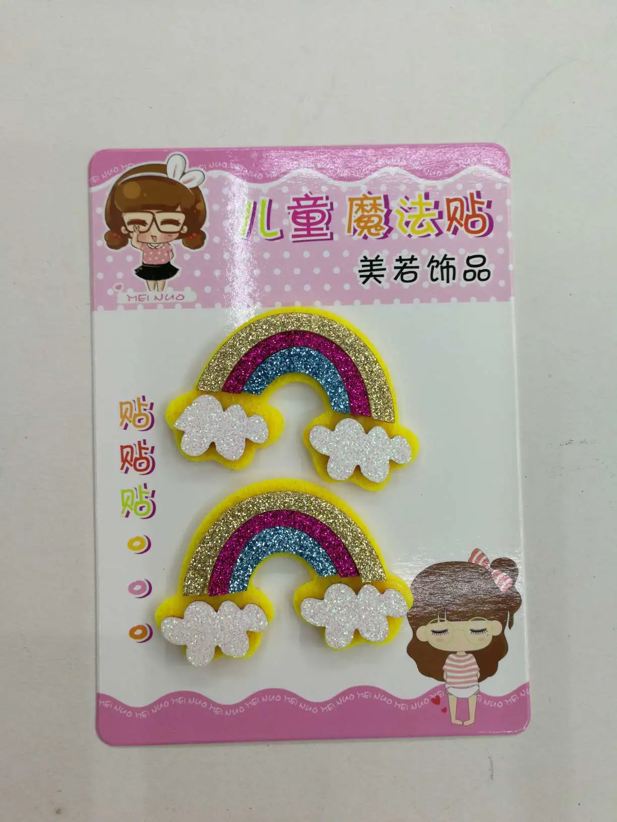 Hair Accessories For Children Cute Broken Hair Stickers Hair Accessories For Children Fruit Bangs Magic Stickers - Rainbow Series Pair - Yellow And Blue Item Picture