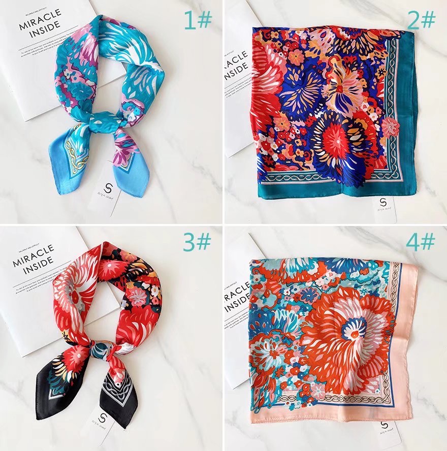 Imitation Silk Multi-Functional Small Silk Scarf Shirt Decorative Scarf Printed Geometric Color Square Scarf Horse Polka Dot Scarf Spring New Gradient Checkered Fashion Scarf Small Silk Scarf Hundred With Shirt Scarf Tie Decorative Multi-Function Scarf Tide details Picture