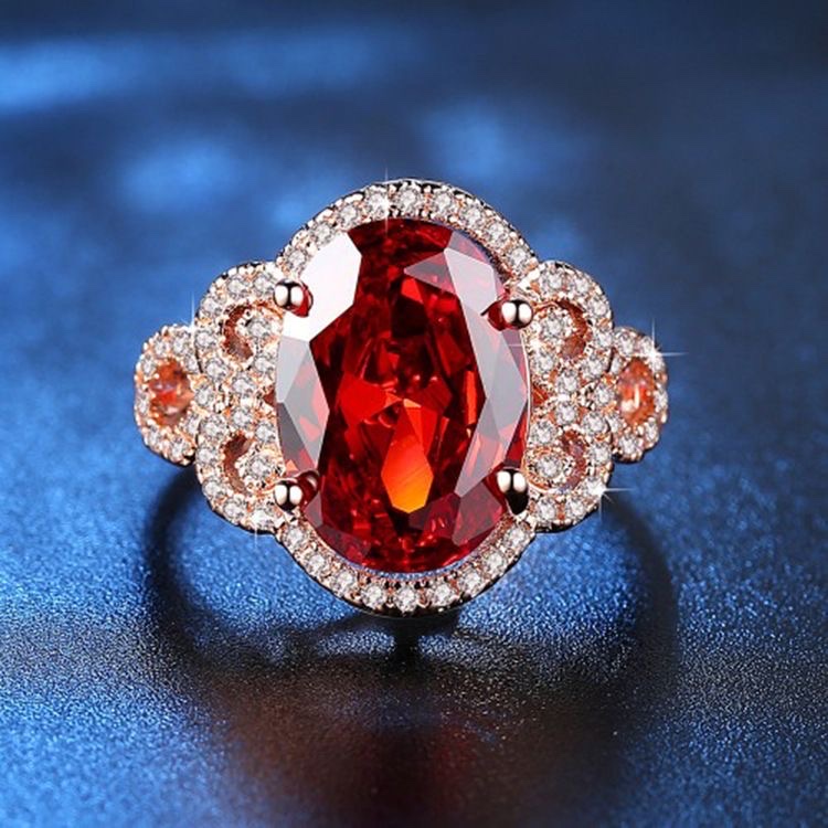 Europe and the United States fashion high-end ruby diamond ring female hollow-out pattern luxury high-profile adjustable allergy thumbnail