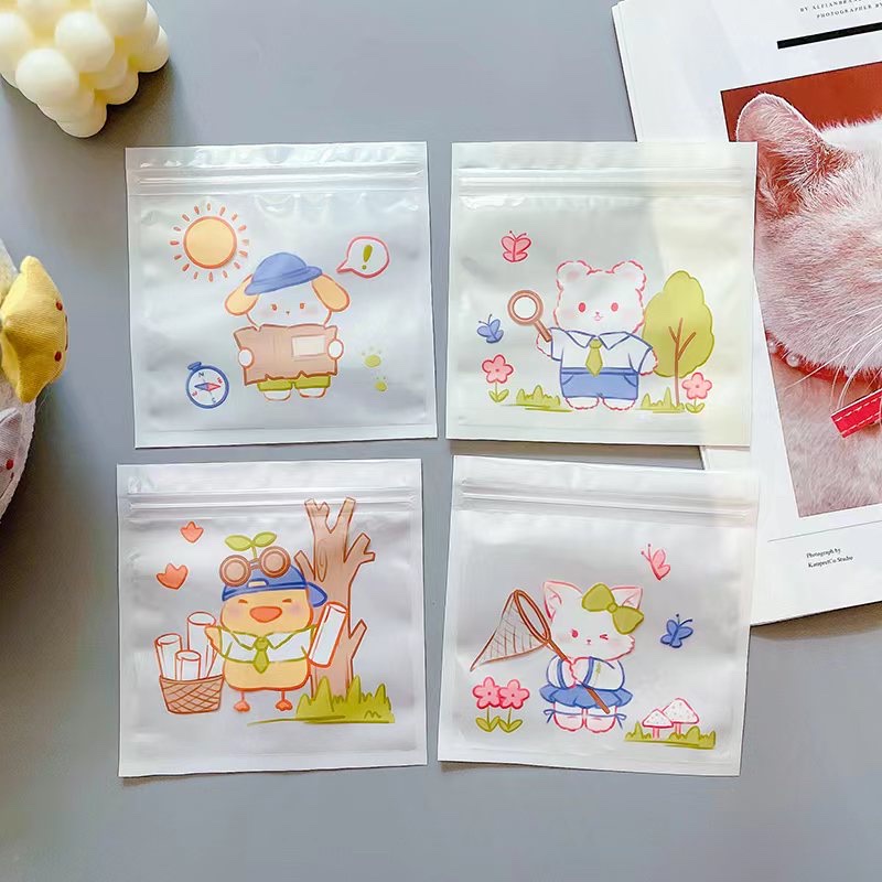 Cartoon Composite Bag Universal Jewelry Packaging Translucent Cartoon Printing Ziplock Bag Plastic Bag Qin Yun-1228