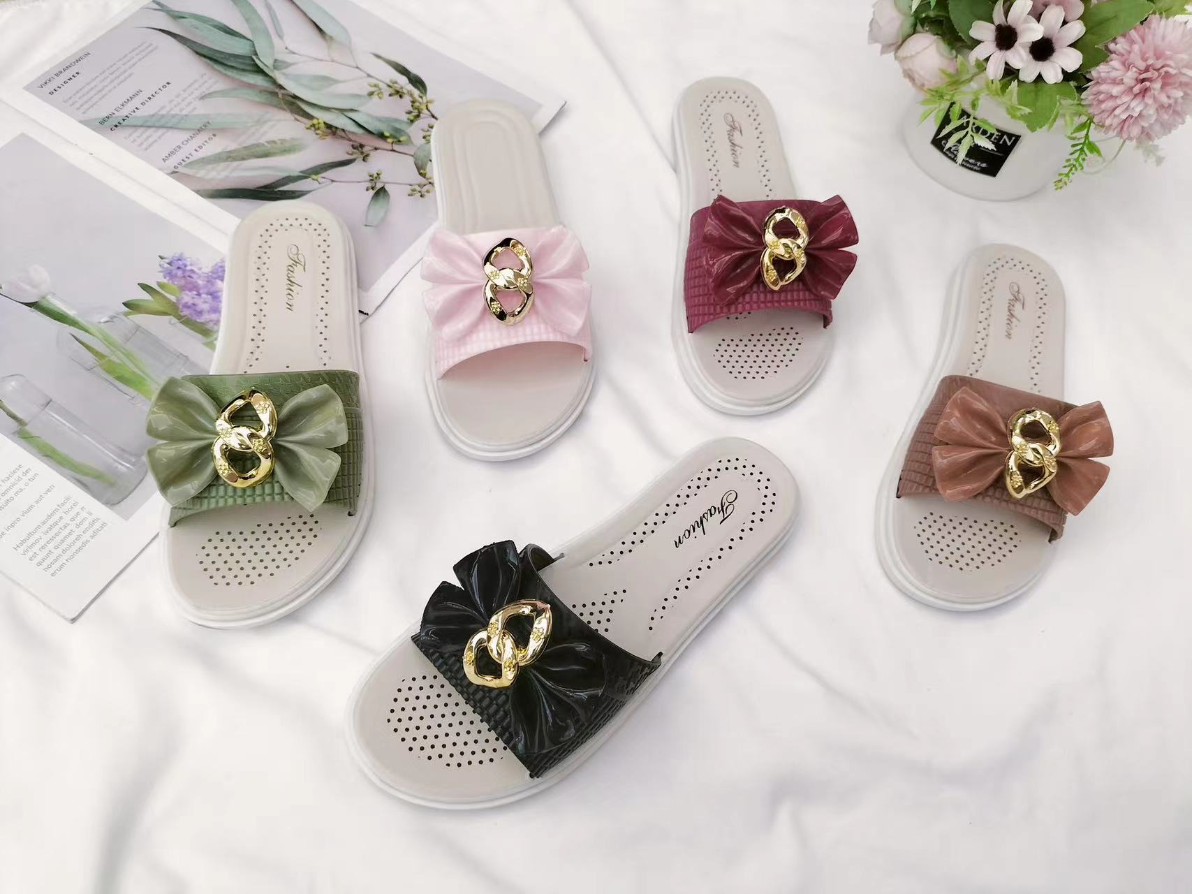 Summer sweet bow ladies wear non-slip beach slippers 357