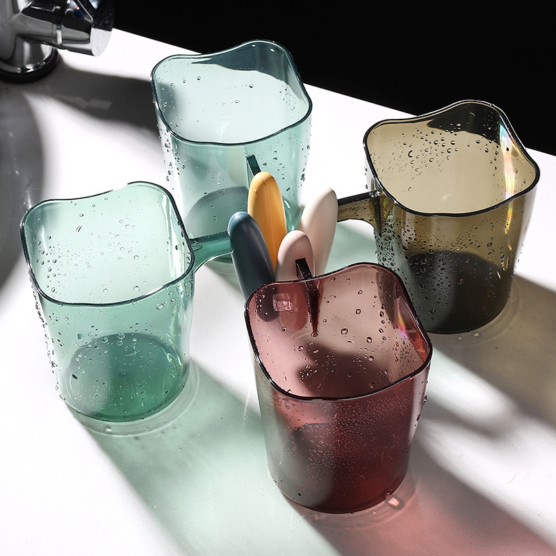 Can Not Break The Mouth Cup Creative Handle Color Contrast Transparent Mouth Cup Manufacturers Direct Sales Ins Net Red Mouthwash Cup Specification drawing