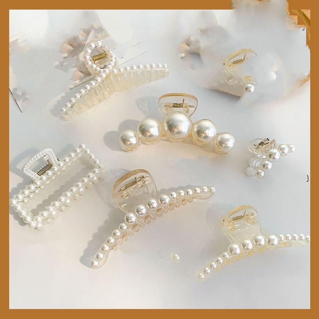 Pearl Hair Clip Back Hair Clip Korean Internet Celebrity Large Hair Clip Headdress Shark Clip Clip Clip Specification drawing