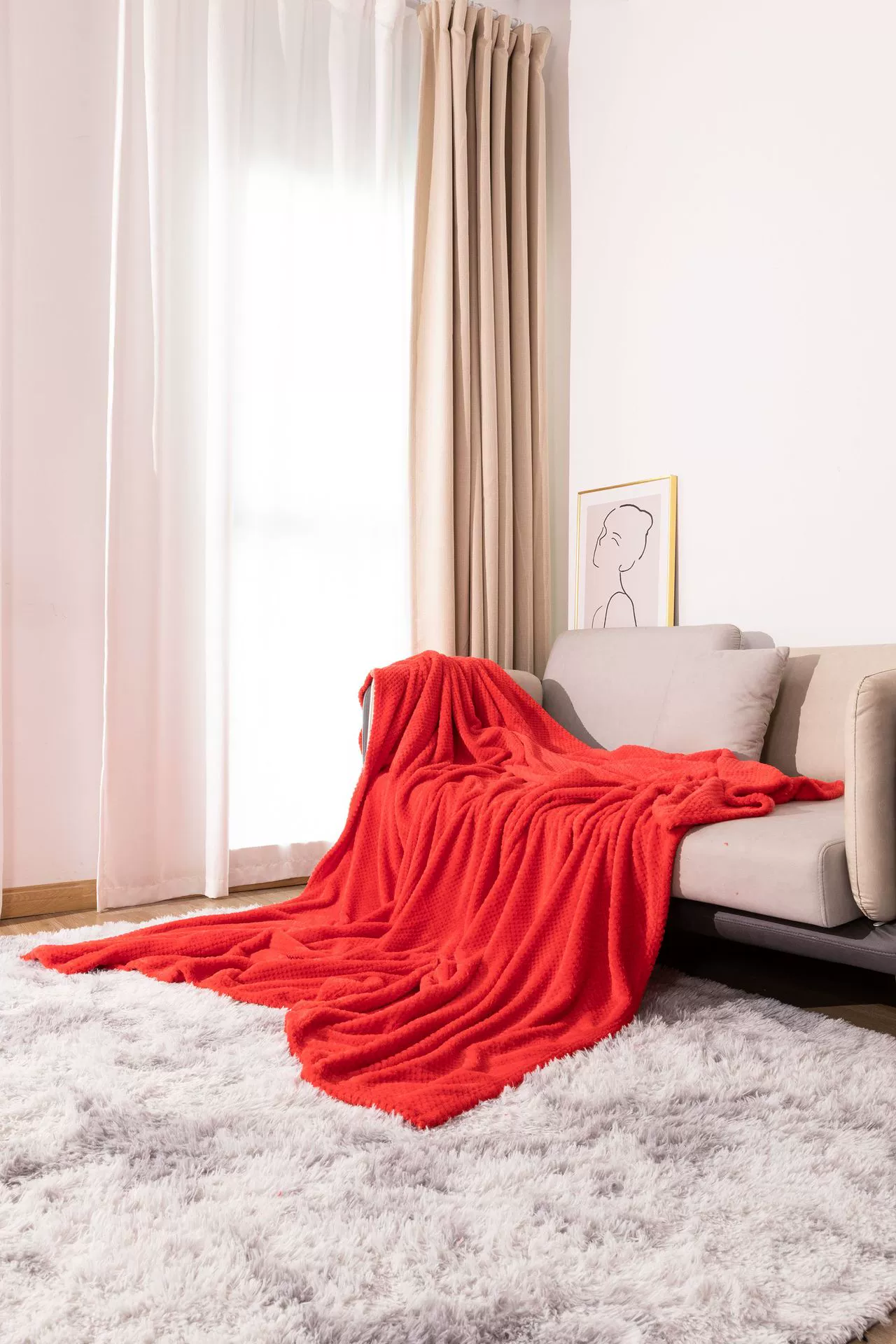 加厚纯色菠萝格法兰绒毛毯珊瑚绒沙发盖毯空调毯