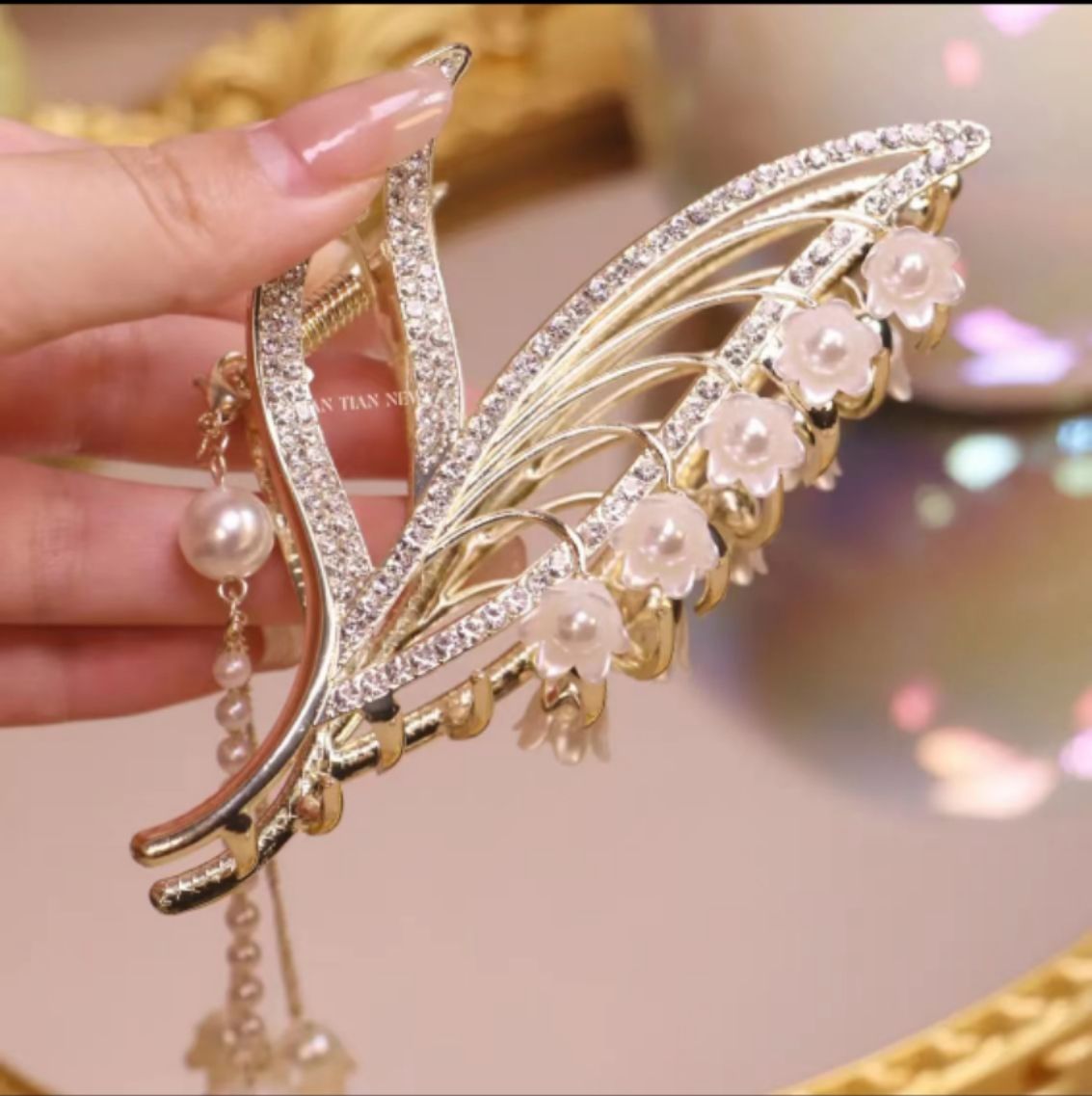 兰铃花网红超大号花朵流苏大抓夹--12个每包装详情图2