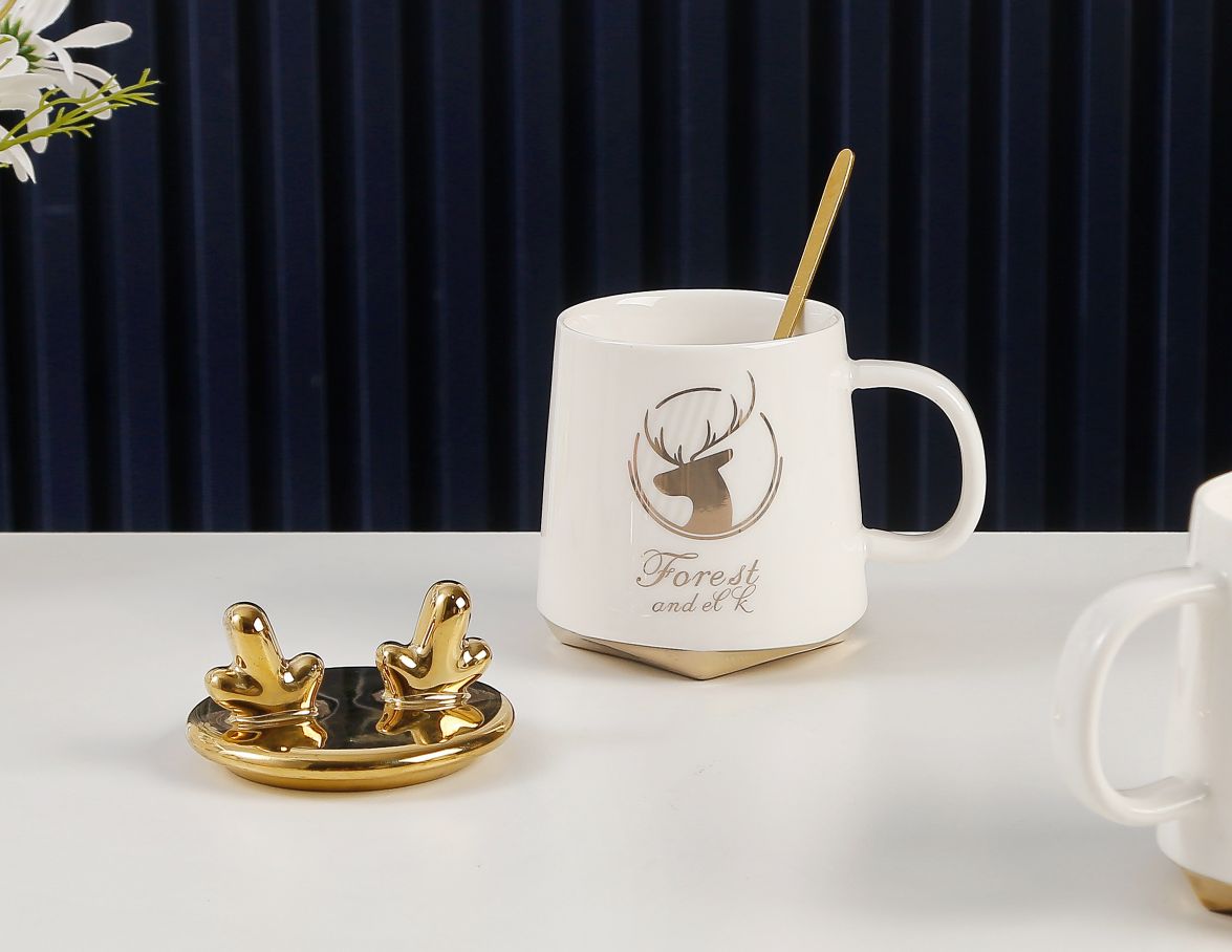Instagram Nordic Couple Simple Deer Horn Ceramic Mug Mug Large Breakfast Milk Cup Tea Cup Application Scenario