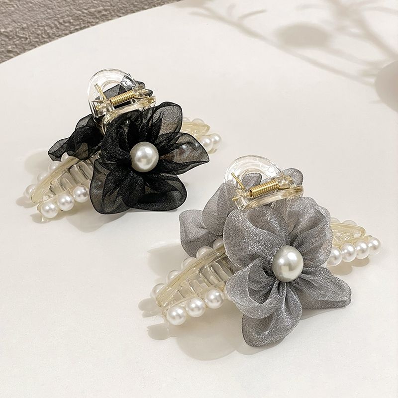 Korean Pearl Diamond Fish Tail Clip Women's Hair Clip Back Head Clip Shark Clip Cross Premium Hair Clip Cute Pearl Rhinrhinene Clip Women's Hair Clip High-End Updo Shark Clip Premium Hair Clip Specification drawing