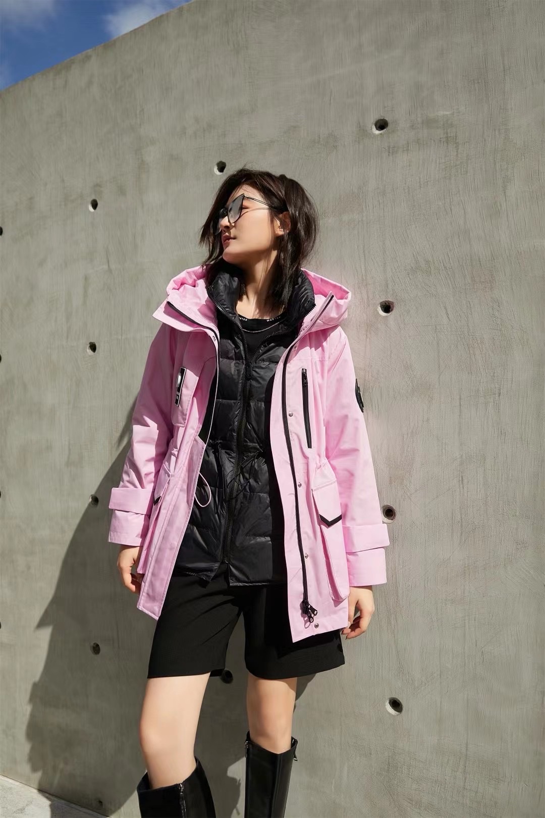 Solid color stand collar down jacket women's down jacket 903