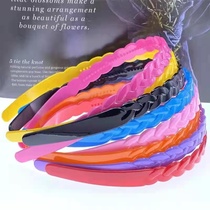 Yiwu International Trade City again to jewelry 3569 stalls wholesale jewelry wholesale children candy color hair band headwear braid wave 1.2 light plate hair band