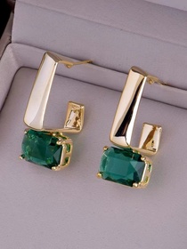 Green zircon earrings Silver needle allergy resistant color Ni jewelry model 017