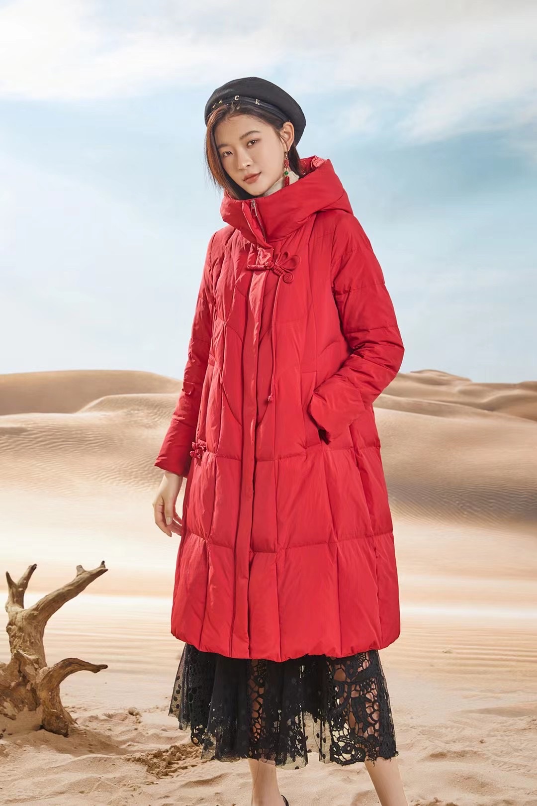 Korean version of lightweight big pocket women's long down jacket down jacket 942