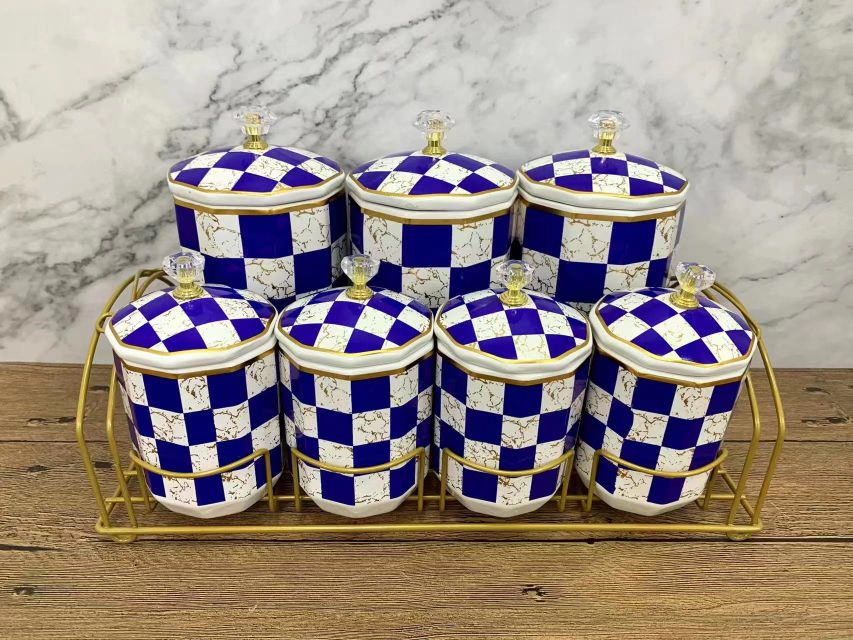 Ceramic Storage 7-Piece Storage Jar Sealed Jar Ceramic Cup 6 Cups 6 Saucers Coffee Set With Rack Coffee Cup Saucer Set Specification drawing