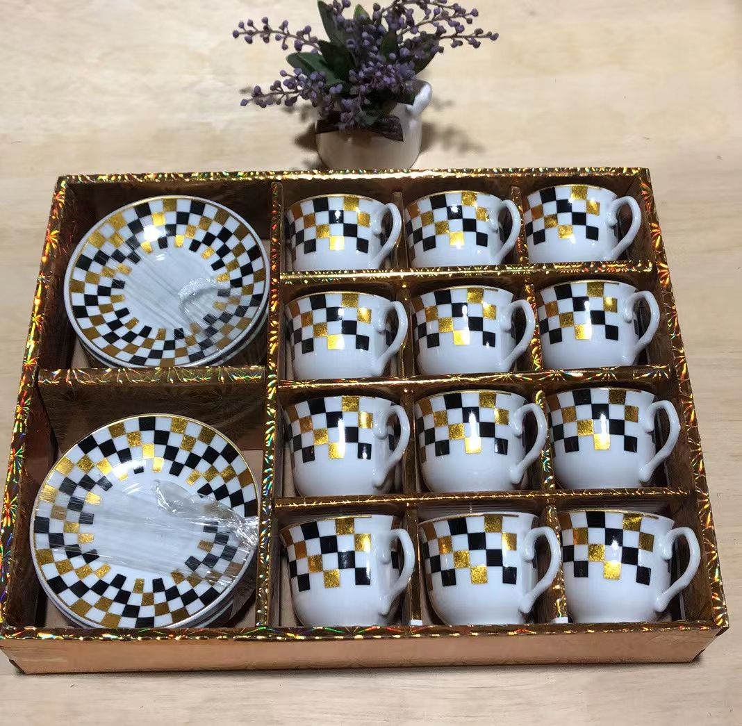 Coffee Cup 12 Cup 12 Dish Coffee Cup Saucer Set Export Middle East Coffee Cup Saucer details Picture