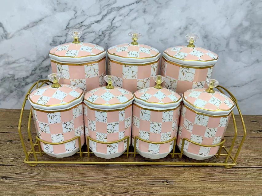 Ceramic Storage 7-Piece Storage Jar Sealed Jar Ceramic Cup 6 Cups 6 Saucers Coffee Set With Rack Coffee Cup Saucer Set Application Scenario