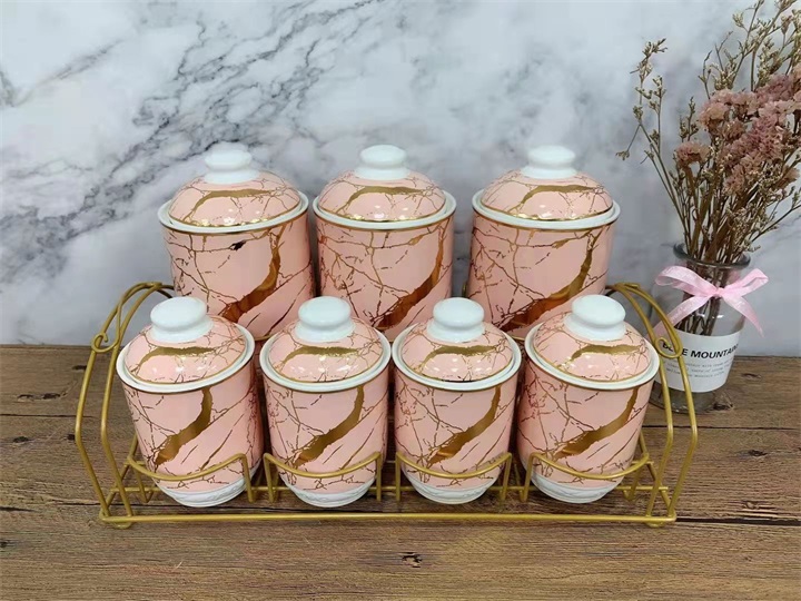 Ceramic Storage Jar Sealed Jar Ceramic Cup 6 Cups 6 Saucers Coffee Set With Rack Coffee Cup Saucer Set Specification drawing