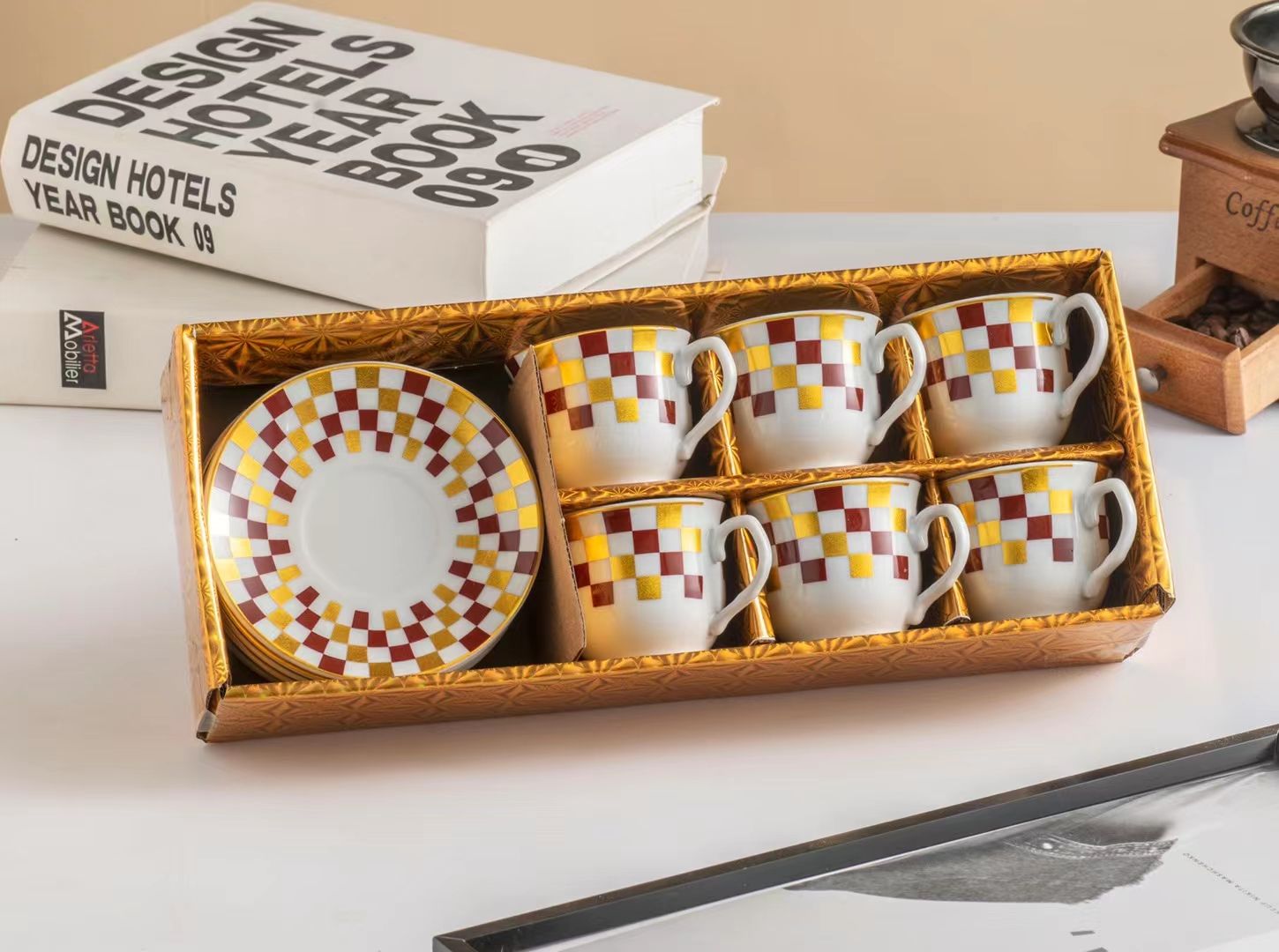 Coffee Cup 6 Cups 6 Saucer Coffee Cup Saucer Set Export Middle East Coffee Cup Saucer Ceramic Cup details Picture