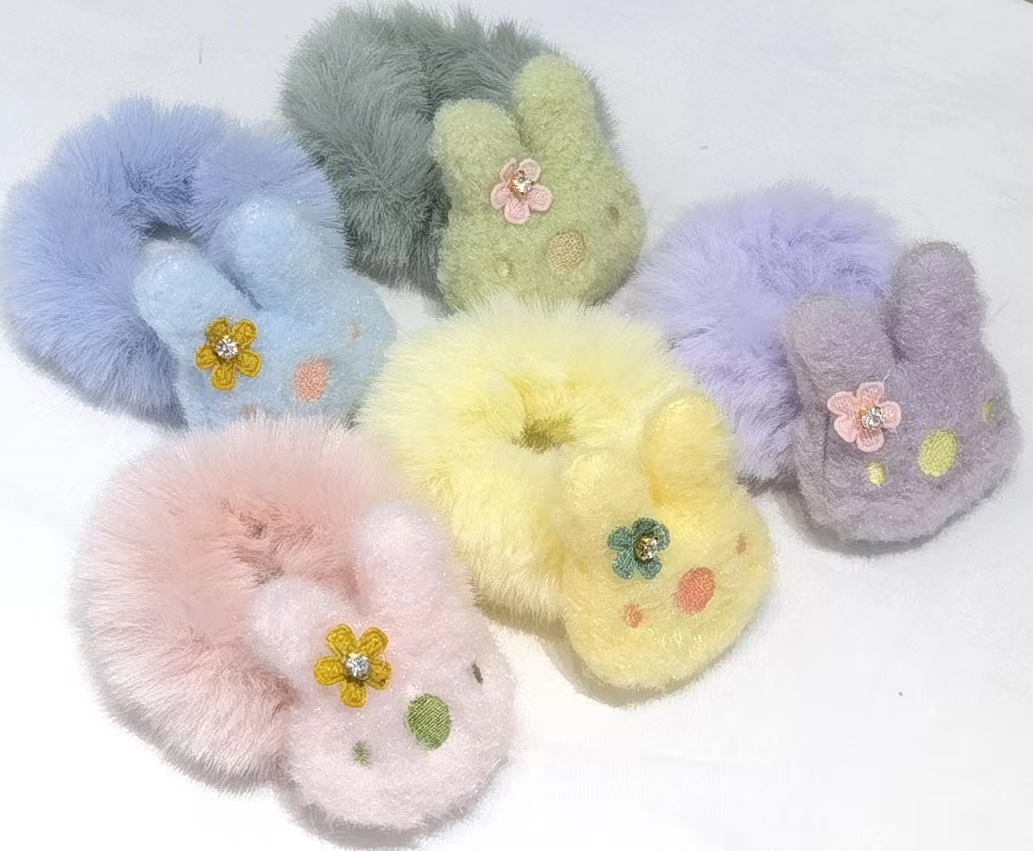 Colorful big hair and bunny flower accessories