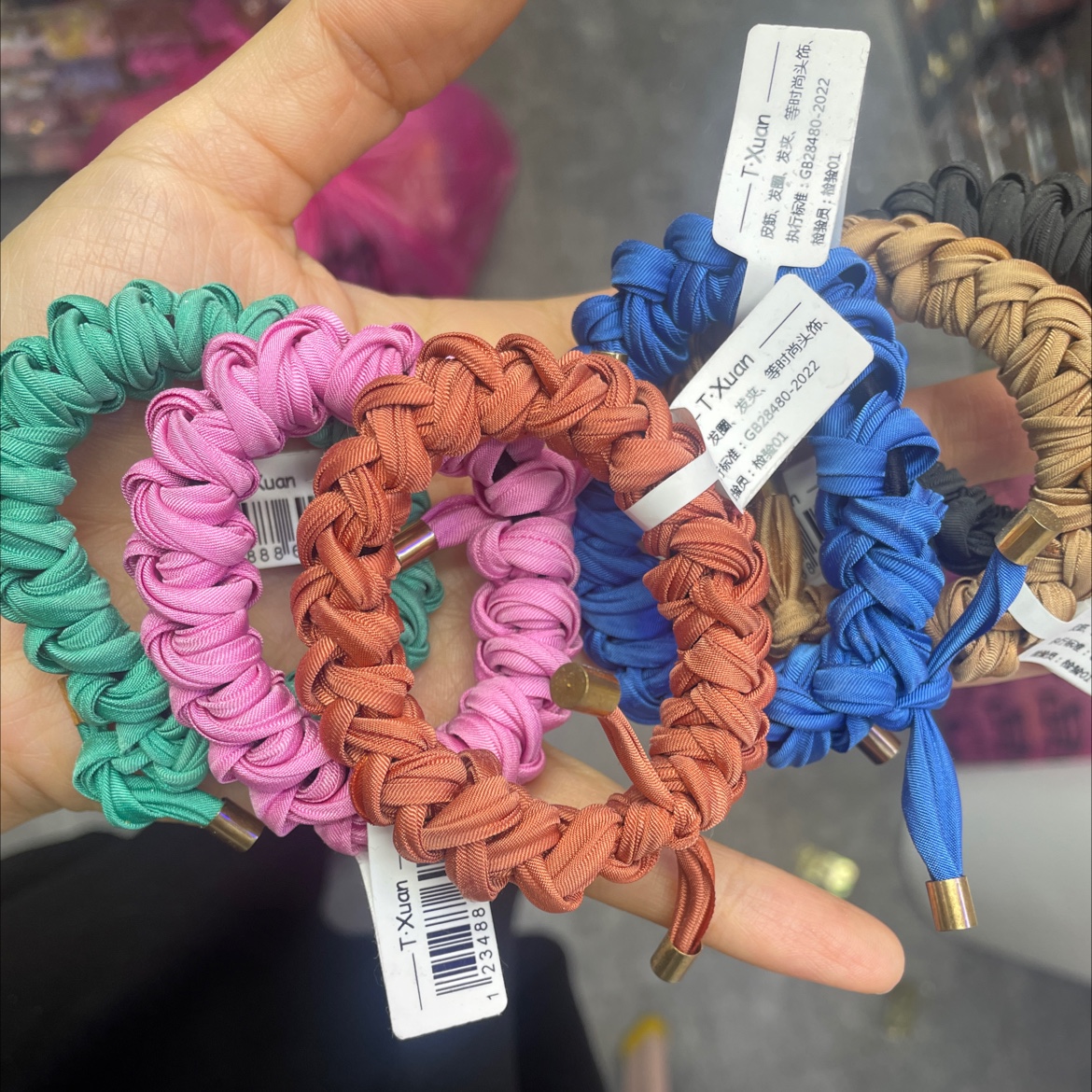 Korean version of retro knotting hand woven color net red head rope rubber band heavy industrial fabric circle thumbnail
