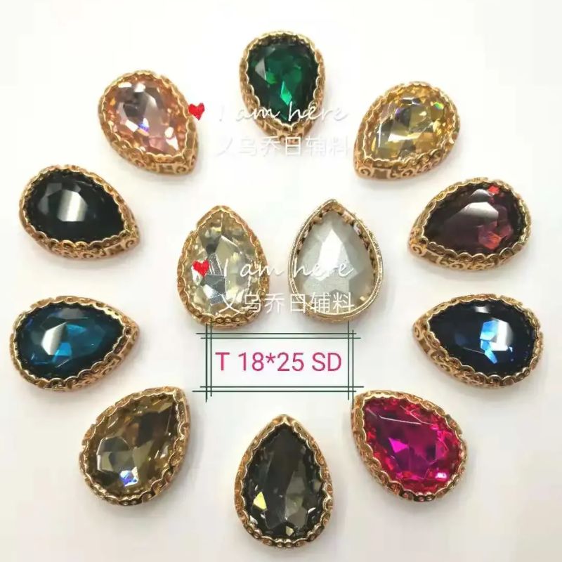 新建精品配饰异形钻 水钻 玻璃钻 椭圆尖底双孔