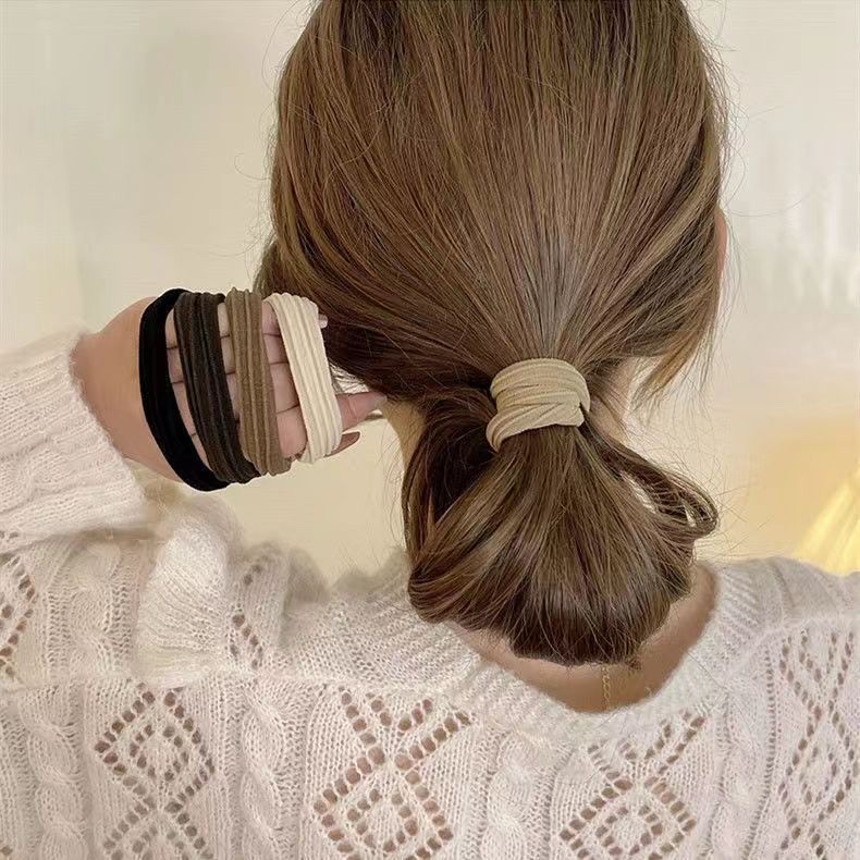 Seamless hair tie milk coffee color hair circle high elastic head tie hair thick thick high ponytail leather band holster woman