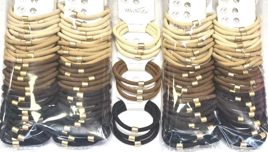 Order three mica gold tube rubber bands