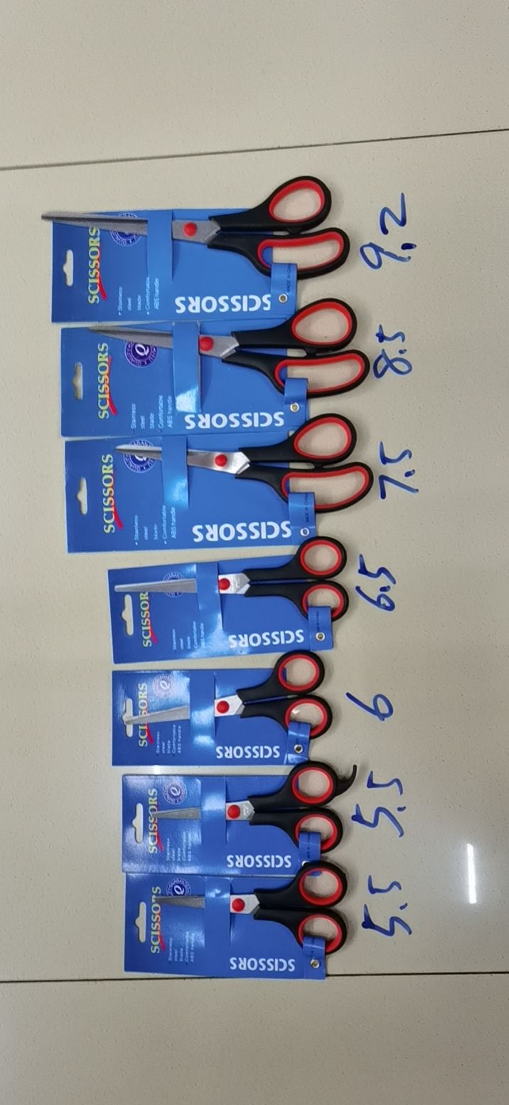 Office, educational and cultural scissors, rubber and plastic scissors, black handle scissors Specification drawing
