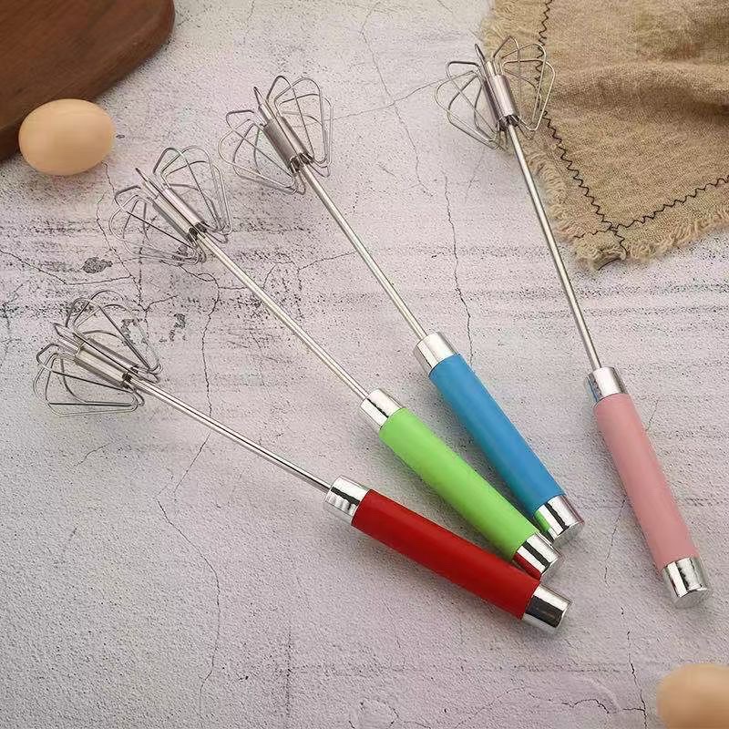 Semi-automatic whisk stainless steel whip whip hand whisk Egg whisk stick baking tool