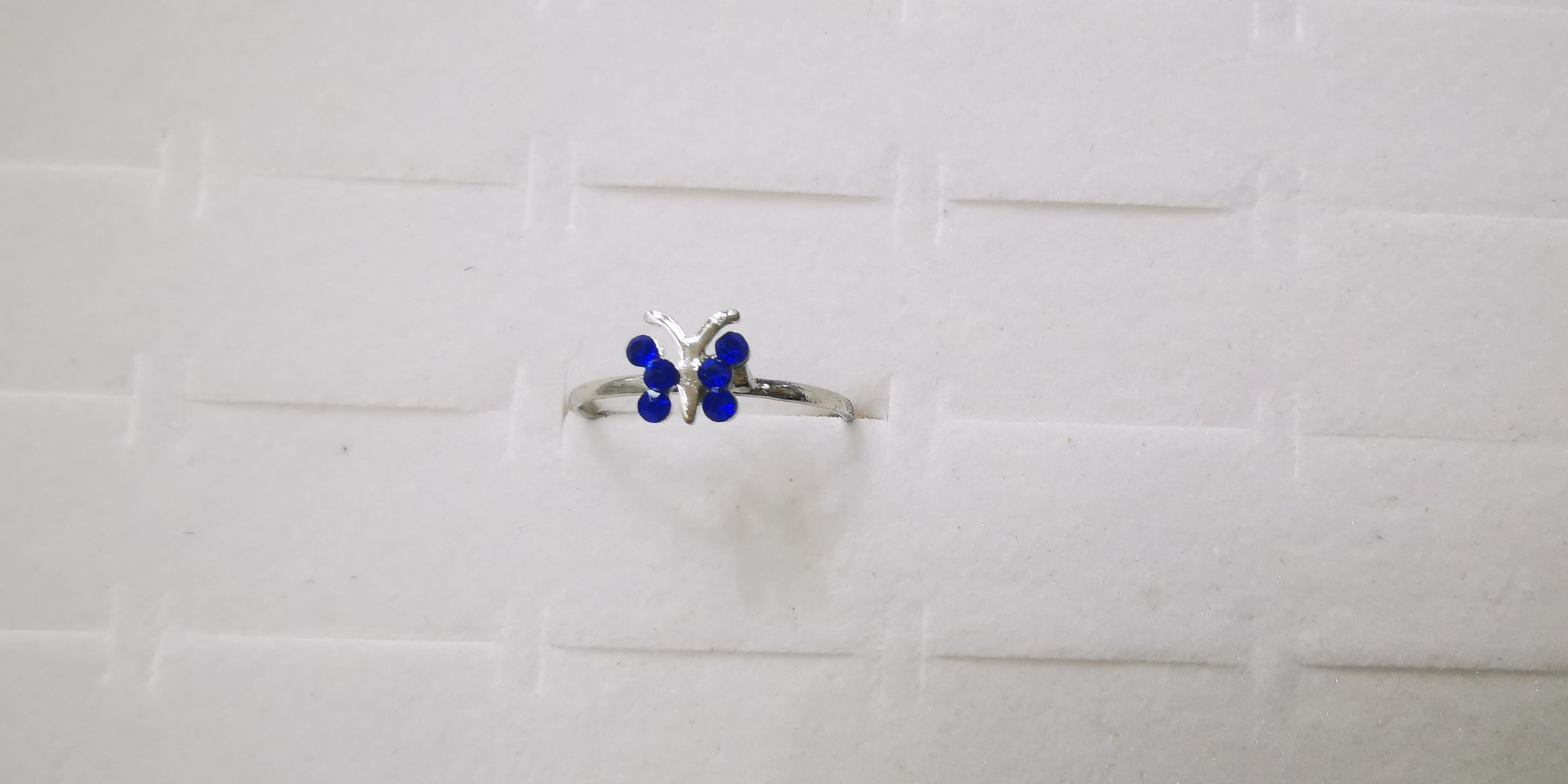 White k open ring Small butterfly royal blue pop Korean ring thumbnail
