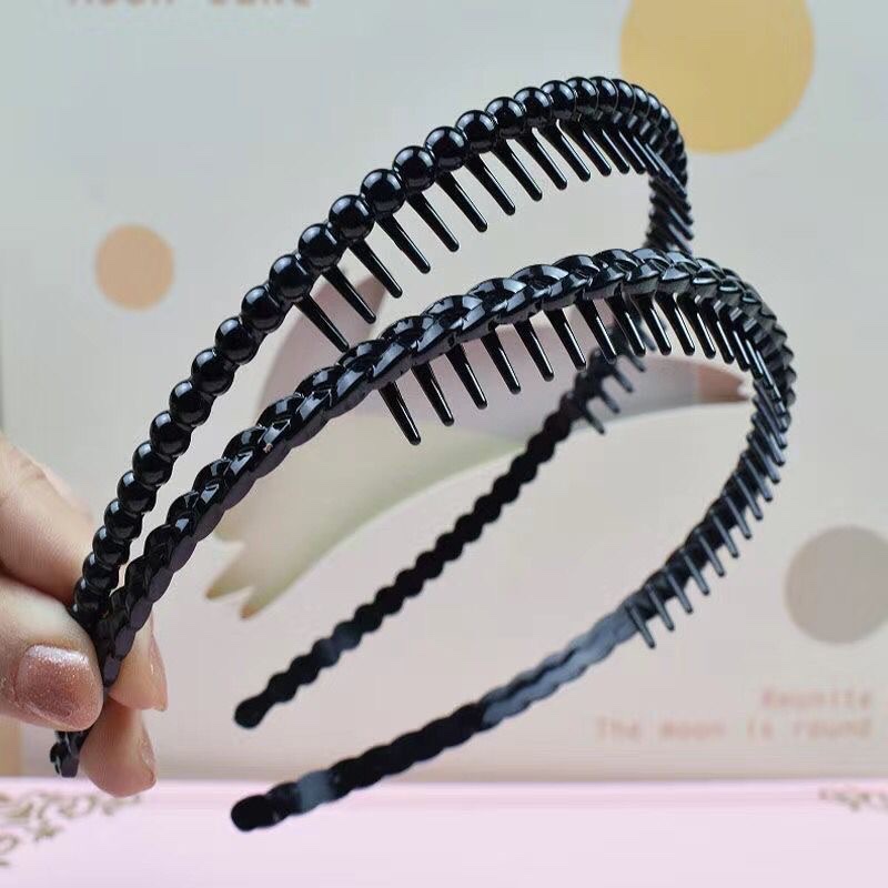 Yiwu International Trade City again to jewelry hair band wholesale 2022 new style with teeth hair band simple hair grotto black face non-slip head band women hair clip plastic hair clip thumbnail