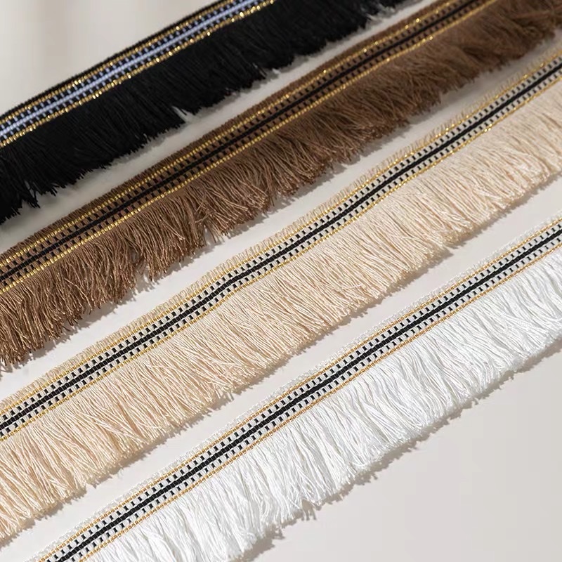 Gold Ribbon Tassel Lace Clothing Garment Accessories Skirt Curtain Decorative Edge Ethnic Style Lace Strip Fabric