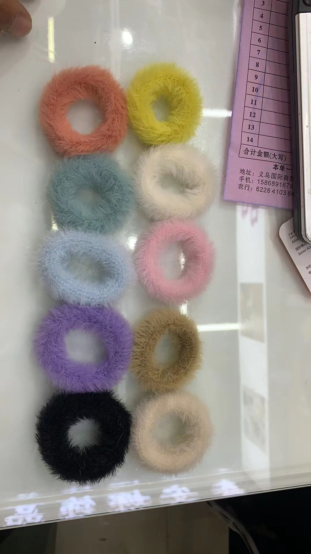 Mink Ring 5 Cross-Border Hot Sale 60 Color Pure Color Bright Color Ding Pig Large Colon Hair Ring Elastic Hair Ring Manufacturers Directly Supplied